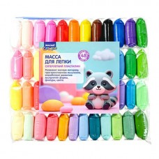 Пластилин легкий ВОЗДУШНЫЙ (масса для лепки), 48 цветов по 12 г, пластиковые стеки 3шт. Mazari