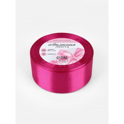 Для творчества Лента атласная №27 40мм*25±1ярд(23м±1м) ярко-розовый Арт Узор