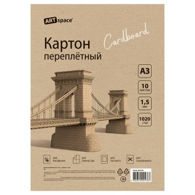 Картон переплетный 10л.  А3, толщина 1,5мм, в пакете ArtSpace