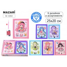 Для творчества Алмазная мозаика  ДЕВОЧКИ, основа 25x20 см, частичная выкладка, 6 дизайнов в ассорти Mazari
