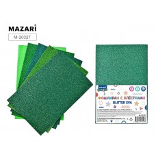 Для творчества Фоамиран набор ОТТЕНКИ  ЗЕЛЁНОГО ,с блестками, 5 листов, 5 цветов,  А4, 1,5мм. Mazari