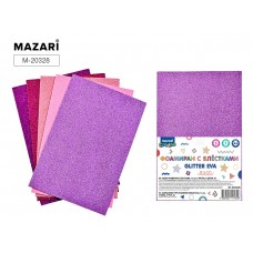 Для творчества Фоамиран набор ОТТЕНКИ  РОЗОВОГО ,с блестками, 5 листов, 5 цветов, формат А4, 1,5мм. Mazari