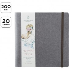 Скетчбук 190*190 сшивка для акварели 20л. серебряный, на резинке, 200г/м2 Greenwich Line