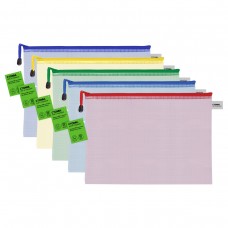 Папка -конверт на молнии А4, ПВХ, 250мкм, сетка, прозрачная, Стамм