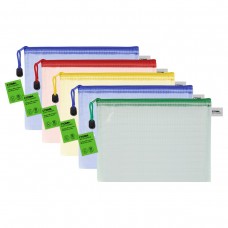 Папка -конверт на молнии А5, ПВХ, 250мкм, сетка, прозрачная, Стамм