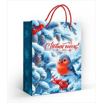 Пакет Бумажный С Новым годом! НГ 180х227х100 мм (M)