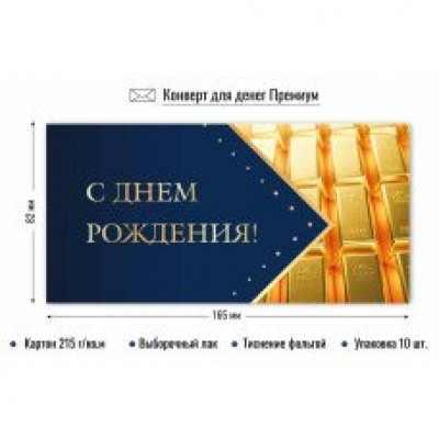 Конверт для денег С днем рождения 82х165 мм