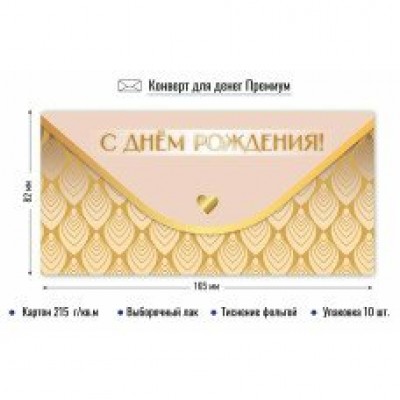 Конверт для денег С днем рождения 82х165 мм