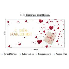 Конверт для денег С днем рождения 82х165 мм
