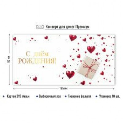 Конверт для денег С днем рождения 82х165 мм