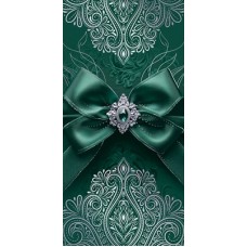 Конверт для денег  без надписи (зелёный бант) 84х168 мм