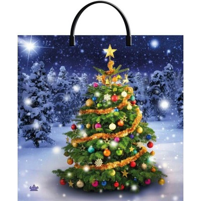 Пакет Полиэтиленовый Новогодняя красавица НГ 36х37(100) с пластс.ручками