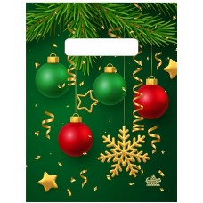 Пакет Полиэтиленовый Золотая снежинка НГ 19х25 (30) с вырубной ручкой