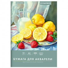 Папка для акварели А3 10 л.,200 г/м2,мелкое зерно, 297х420 мм, АКАДЕМИЯ,