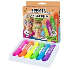 Для творчества Краски для аквагрима  для лица и тела, 6 НЕОНОВЫХ цветов, легкосмываются, FUNSTER (ФАНСТЕР)
