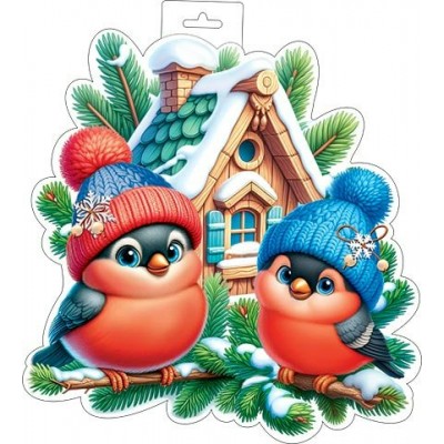 Плакат Снегири 348х410 мм