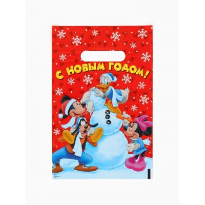 Пакет Полиэтиленовый «Новый год» Микки Маус 20х30(30) с вырубной ручкой