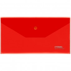 Папка -конверт на кнопке С6, 180мкм, пластик, прозрачная, красная Стамм
