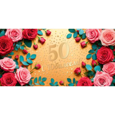 Конверт для денег  50 С Юбилеем! 82х170 мм