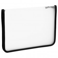 Папка на молнии А4 500мкм, пластик, прозрачная, черная молния вокруг Стамм