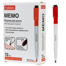 Маркер для белой доски красный Memo, 1мм. пулевидный, со стирателем, на магните Hatber
