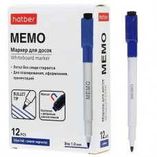 Маркер для белой доски синий Memo , 1мм. пулевидный, со стирателем, на магните Hatber