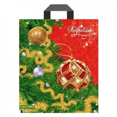 Пакет полиэтиленовый Снежные узоры НГ 28х34 (60)  ручка петля