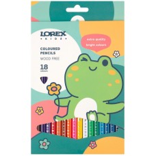 Карандаши 18цв. пластик KIDS , трехгран. корпус , карт.уп. Lorex