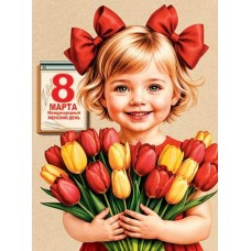Плакат А 8 МАРТА Международный ЖЕНСКИЙ ДЕНЬ 446х602 мм