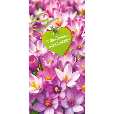 Конверт для денег С весенними пожеланиями 84х168 мм