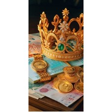 Конверт для денег Без надписи (корона, часы, деньги) 84х168 мм