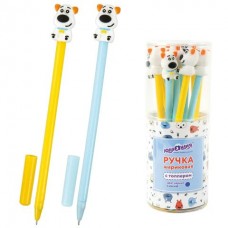 Ручка шариковая синяя с топпером  