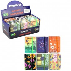 Записная книжка 96л. А7 7БЦ, бумвинил, ляссе, на резинке, ассорти, клетка, Alingar