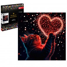 Для творчества Алмазная мозаика  с частичной выкладкой, КОТЕНОК С СЕРДЕЧКОМ, 30*30 см, Феникс