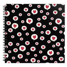 Скетчбук 195*195  40 л, блок - белый офсет 100 г/м2,БАБЛ-СЕРДЕЧКИ, выборочный УФ-лак Феникс