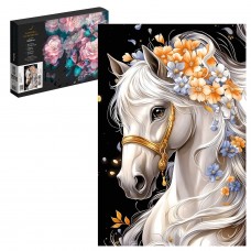 Для творчества Картина по номерам  ЛОШАДЬ В ЦВЕТАХ,20х30 см, 15 цветов, с акриловыми красками и кистями, картонная коробка Феникс