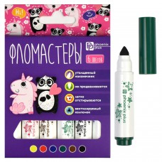 Фломастеры 6 цв утолщенные АРТ-БРАТВА ,укороченные, смываемые чернила, вентилируемый колпачок, картонная коробка с европодвесом и вырубкой Феникс