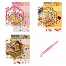 Для творчества Наклейки  -румбокс д/создания миниатюрных сцен,125х150 мм,6 листов наклеек 180 штук, поле д/наклеивания 3 л., пинцет металлический в наборе Феникс