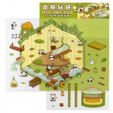 Для творчества Наклейки  -румбокс д/создания миниатюрных сцен,125х150 мм,ПАНДА.ЧАЙНАЯ ЦЕРЕМОНИЯ.,накл.2л., поле для наклеивания1л. в наборе, размер листа 125х150 мм, кол-во наклеек 60+, Феникс