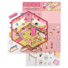 Для творчества Наклейки  -румбокс д/создания миниатюрных сцен, 125х150 мм,КРОЛИКМАГАЗИН ОДЕЖДЫ.,накл. 2л., поле для накл.1л. 125х150 мм, кол-во наклеек 60+, Феникс