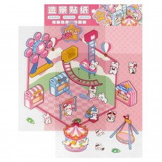 Для творчества Наклейки  -румбокс д/создания миниатюрных сцен, 125х150 мм. КРОЛИК.ПАРК РАЗВЛЕЧЕНИЙ.накл. 2л., поле для накл.1л. кол-во наклеек 60+, Феникс