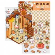 Для творчества Наклейки  -румбокс д/создания миниатюрных сцен, 125х150 мм, ЗООМАГАЗИН,.накл. 2л., поле для накл.1л. кол-во наклеек 60+, Феникс