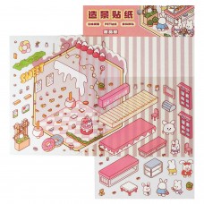 Для творчества Наклейки  -румбокс д/создания миниатюрных сцен, 125х150 мм, КОНДИТЕРСКАЯ,.накл. 2л., поле для накл.1л. кол-во наклеек 60+, Феникс