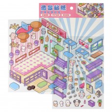 Для творчества Наклейки  -румбокс д/создания миниатюрных сцен, 130х180 мм, РЕСТОРАН ХОТ ПОТ,.накл. 2л., поле для накл.1л. кол-во наклеек 60+, Феникс