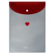 Папка с кнопкой А4 пластиковая,СЕРДЕЧКО НА ПОЛОСКАХ,180 мкм, Феникс