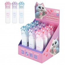 Маркер текстовыделитель   ПУШИСТЫЕ ЛАПКИ,софт-тач покрытие,на водной основе,цвет ассорти- голубой, розовый, сиреневый Феникс