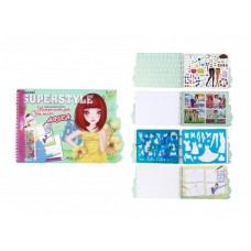 Для творчества Альбом   СТИЛИСТ, 21х29 см, на спирали (32 страницы с контурами, 1 страница с наклейками, 3 трафарета, стразы) Mazari