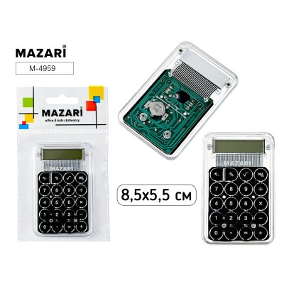 Калькулятор 8-разряд   карманный, батарейка AG10 в комплекте, пластиковый корпус Mazari
