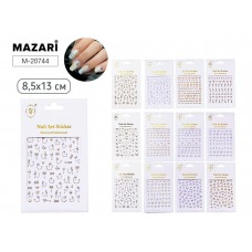 Для творчества Наклейки декоративные ДЛЯ НОГТЕЙ, 8.5*13 см, 18 дизайнов, ОПП-упаковка Mazari