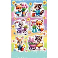 Наклейка Животные с цветами 98х159 мм
